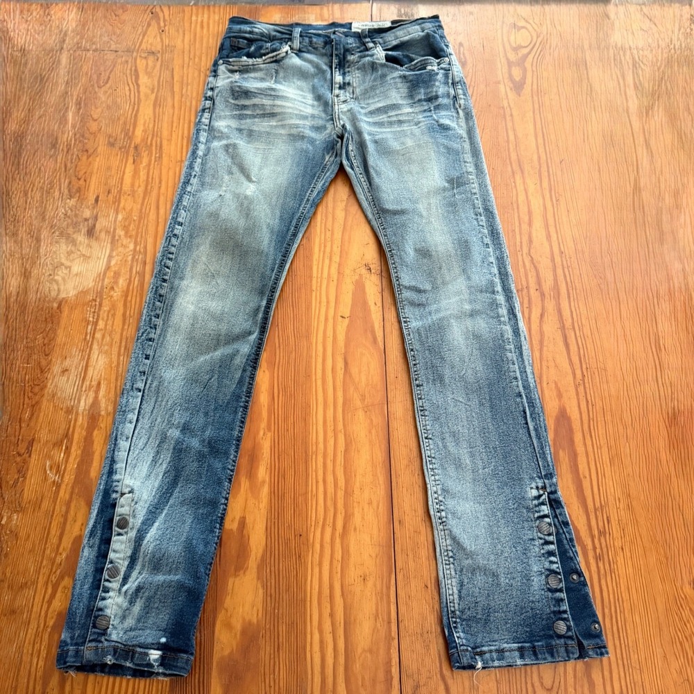 FWRD DENIM NEW YORK Jeans 32x34‎ Slim Fit Blue Wash Button Detail